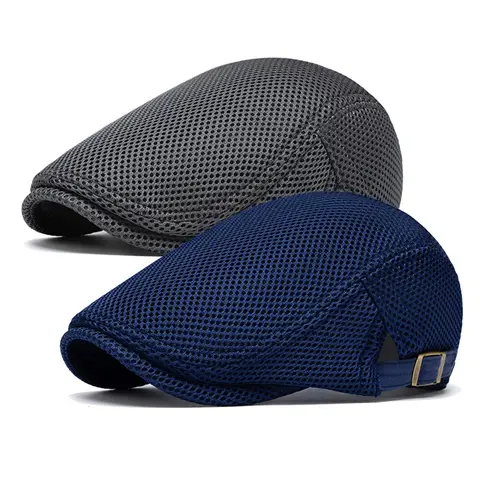 BIGWIG Men's Breathable Mesh Adjustable Flat Cap - Summer Sports & Outdoor Accessory, Suitable for Golf Activities, Unique Gifts for Man, Accessories Adults, All Seasons - Newsboy, Beret, Ivy, Irish Driver, Playing Card Fedora Styles