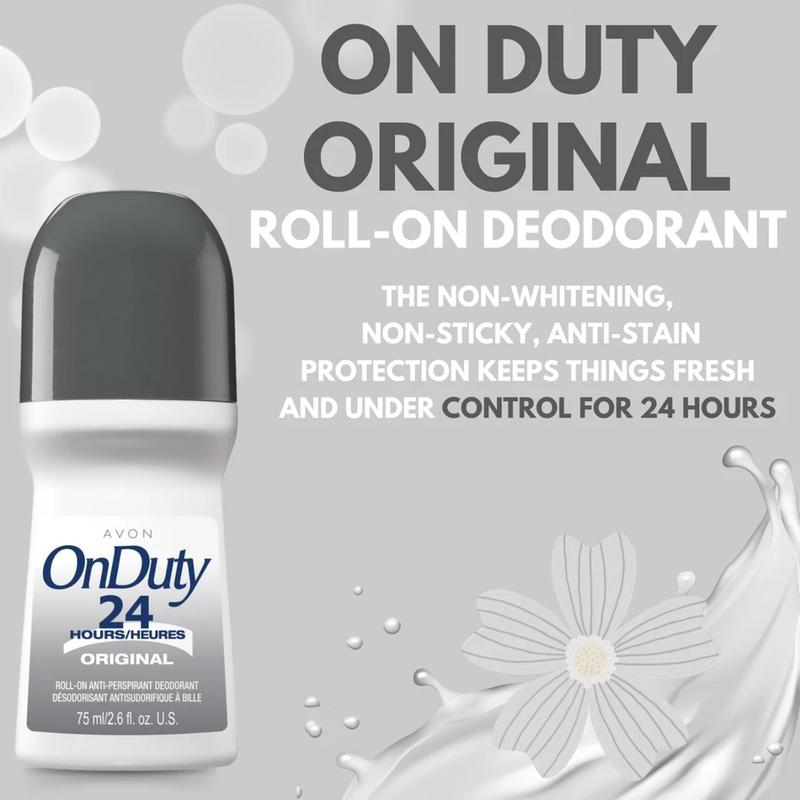 Avon On Duty Original 24H Roll-On Antiperspirant Deodorant 2.6 fl oz - Pack of 6 Long-Lasting Odor Protection