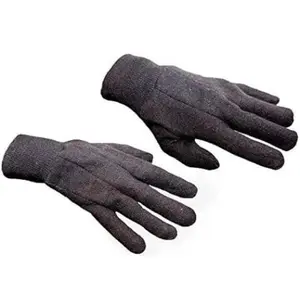 Heavy Weight 9OZ. Cotton Brown Jersey Work Gloves, Knit Wrist, 6 Pair (Medium)