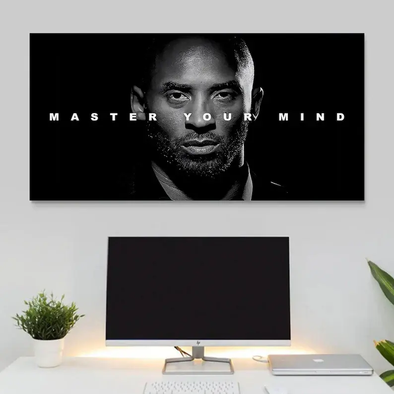 Kobe Bryant Wall Art Master Your Mind Landscap Mindset Quote Inspirational Poster