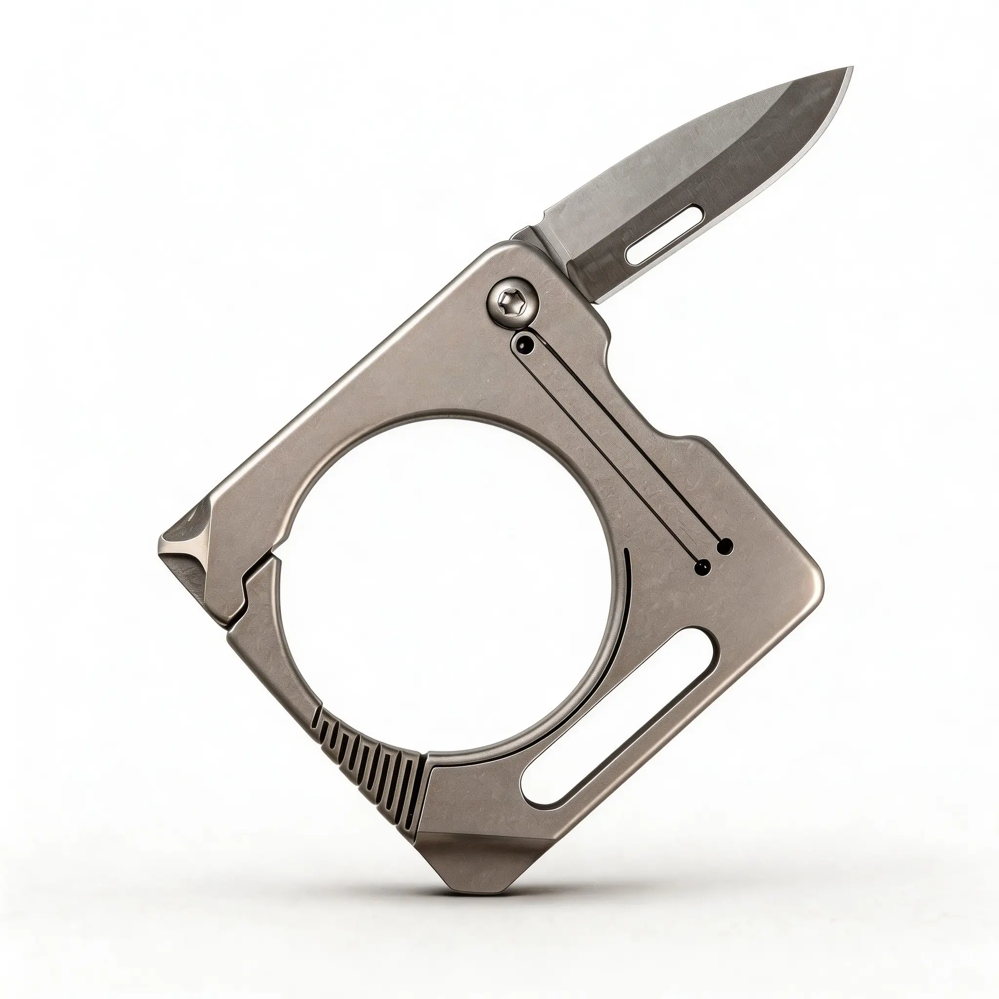 Crosstar TC4 Ti Retractable Blade EDC Knife - Titanium Alloy Keychain Carabiner Multi-Tool with Alloy Steel Screwdriver, Bottle Opener, Pry Bar, Anti-Loss Buckle, Ergonomic Design, Compact Pocket-Friendly for Adults' Daily Use, Fishing, Camping