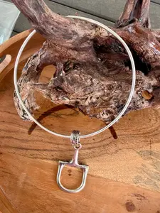 Horse Bit Choker Necklace – Snaffle Bit Pendant, Western Equestrian Jewelry, Minimalist Silver Collar