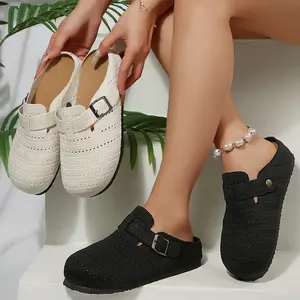 Women's Trendy Sandals Openwork Woven Clogs Lightweight Buckle Strap Casual Indoor Outdoor Shoes