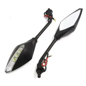 1 Pair 10MM Thread LED Turn Signals Indicator Side Mirrors for Motorcycle