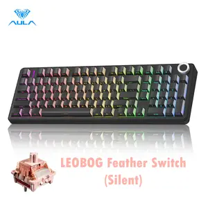AULA F99 Pro Wireless Silent Mechanical Keyboard - BT5.0, 2.4GHz, USB-C, Hot Swappable, Gasket Structure, Pre-lubed Linear Switches, RGB Rainbow Backlit, Gaming Keyboard, White, Gaming Accessories, Rainbow Keyboard
