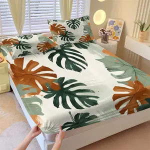 3Pcs Vintage Pastoral Floral Botanical Fitted Sheet Set, Soft and Comfortable Bed Sheet Set with Matching Pillowcases, No Fillers Bedding Set Ideal for Bedroom and Dorm Decor, Beautiful and Elegant Bedding, Perfect Gift for Friends and Family