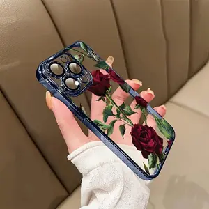 Flaming Rose Pattern Mobile Phone Protective Shell - Full Lens Protection, Anti-Scratch, Anti-Fingerprint, Compatible with iPhone 17 /11, 12, 13, 14, 15, 16 Pro Max/Plus, Shockproof Non-Slip Classic Hybrid Casing Protector Screen Protector Cover Cellphone
