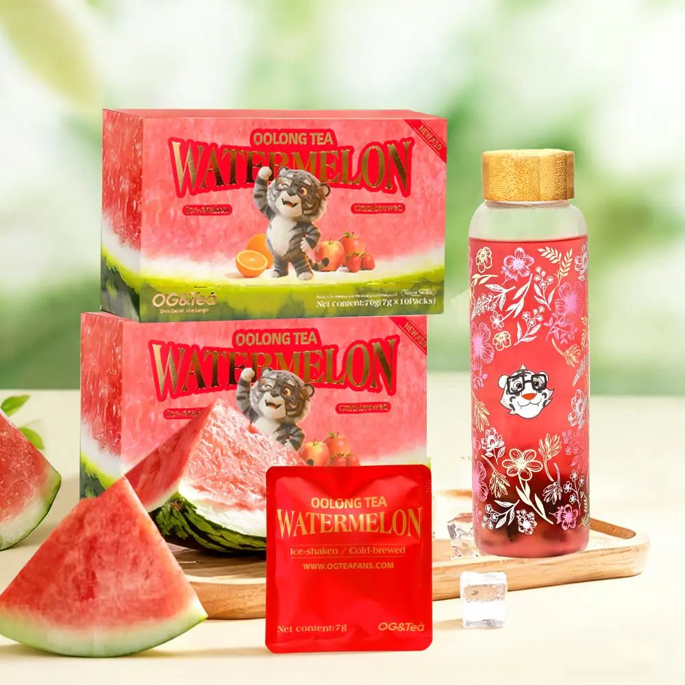 LIVE SPECIAL Bogo Newly Upgraded  Summer Limited Edition Watermelon Oolong Tea ( 1 Carton 70g 7g×10packs) ×2 with Dragon Fruit Mango Sweet Orange Strawberry Apple