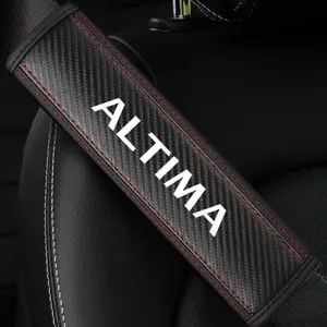 Nissan Altima Seatbelt Shoulder Covers, PU Leather & Carbon Fiber Stripes, Enhances Driving Comfort, Car Interior Decoration, Available in 1pc/2pcs