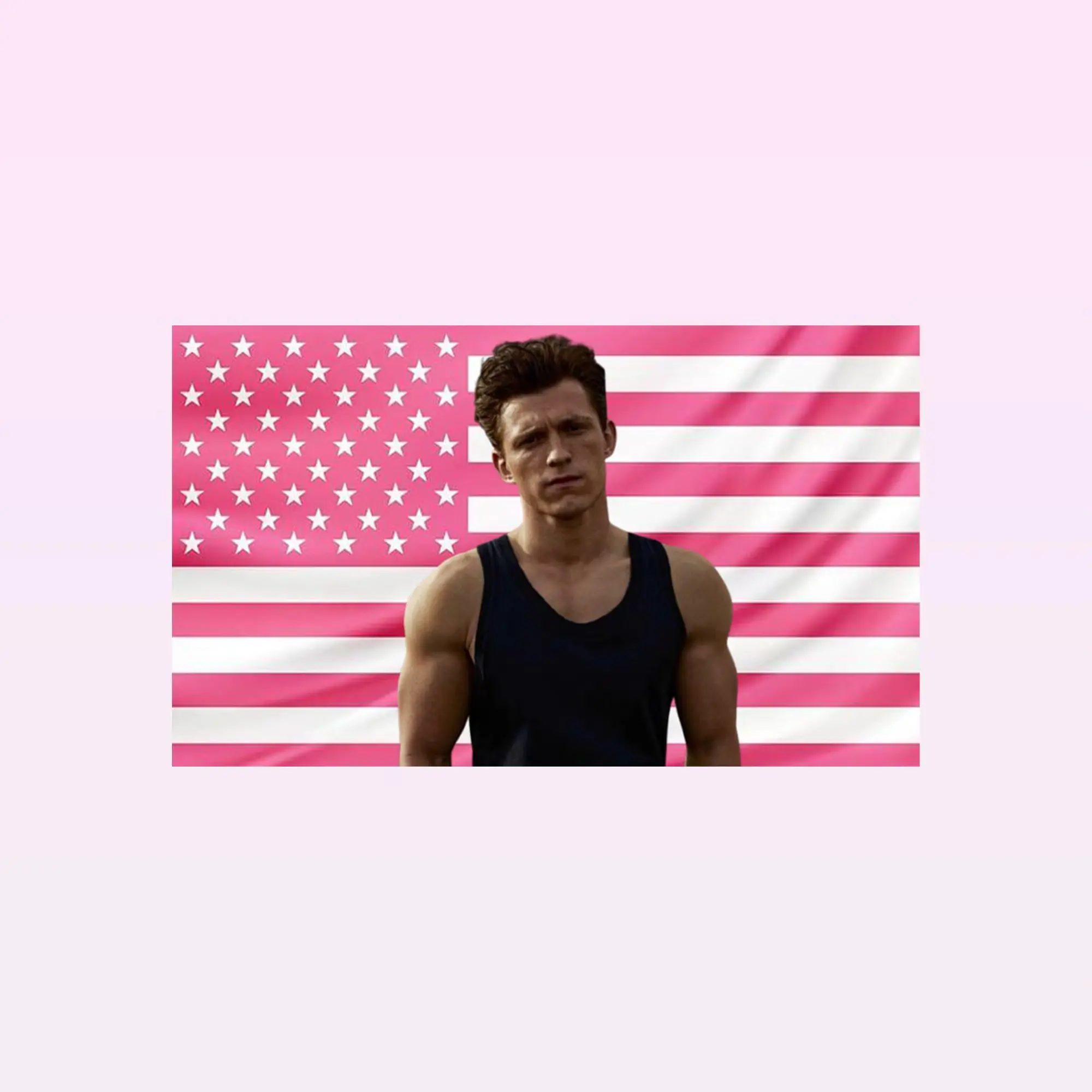 Tom Holland Pink American Flag Tapestry 3x5FT, Hollywood Actor Wall Decor, Aesthetic Pink USA Flag Banner, Superhero Fan Room Decoration, Tom Holland Inspired Wall Art