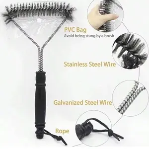 Grill Cleaning Brush, Stainless Steel Wire Bristles, Silver Color, Kitchen Tool with Handle, Removes Stubborn Dirt, Small Cleaning Brush
