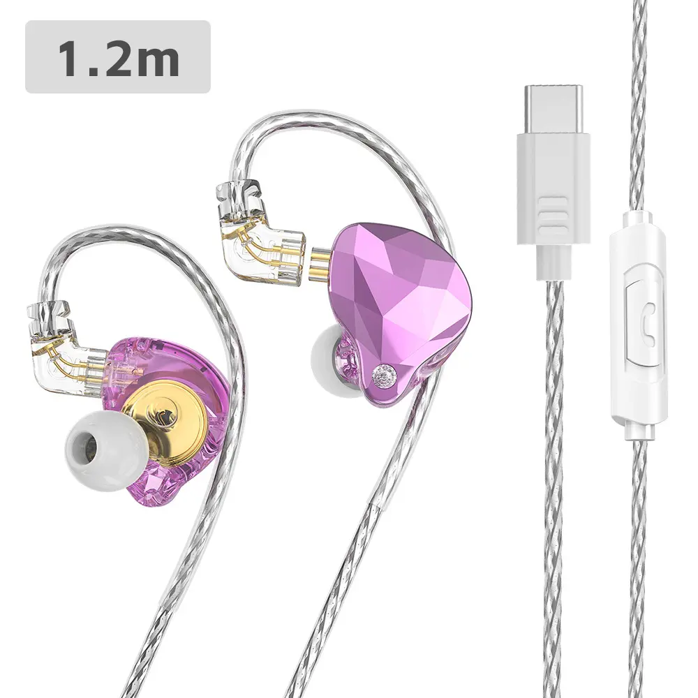 X4 Pro USB-C Detachable Wired In-Ear Headphones 1.2m Dynamic HiFi Earbuds With Microphone Bass Stereo For Musicians Music Monitoring Audio Cable