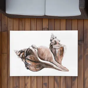 Begin Home Decor C1ROAR23J7L64T 2 x 3 ft. Coral Horse Conch Seashells Rug - Beach Bathroom Decor Rug - Rectangle