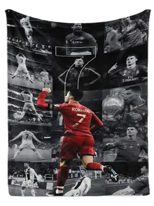 CR7 Ronaldo Football Star Ultra-Soft Warm Throw Blanket, Fan Merchandise Gift for Football Sports Lovers, Throw Blankets