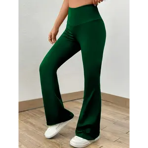 High Waist Flare Leg Pants, Casual Forbidden Pants For Spring & Summer, Women's Clothing Fabric Womenswear