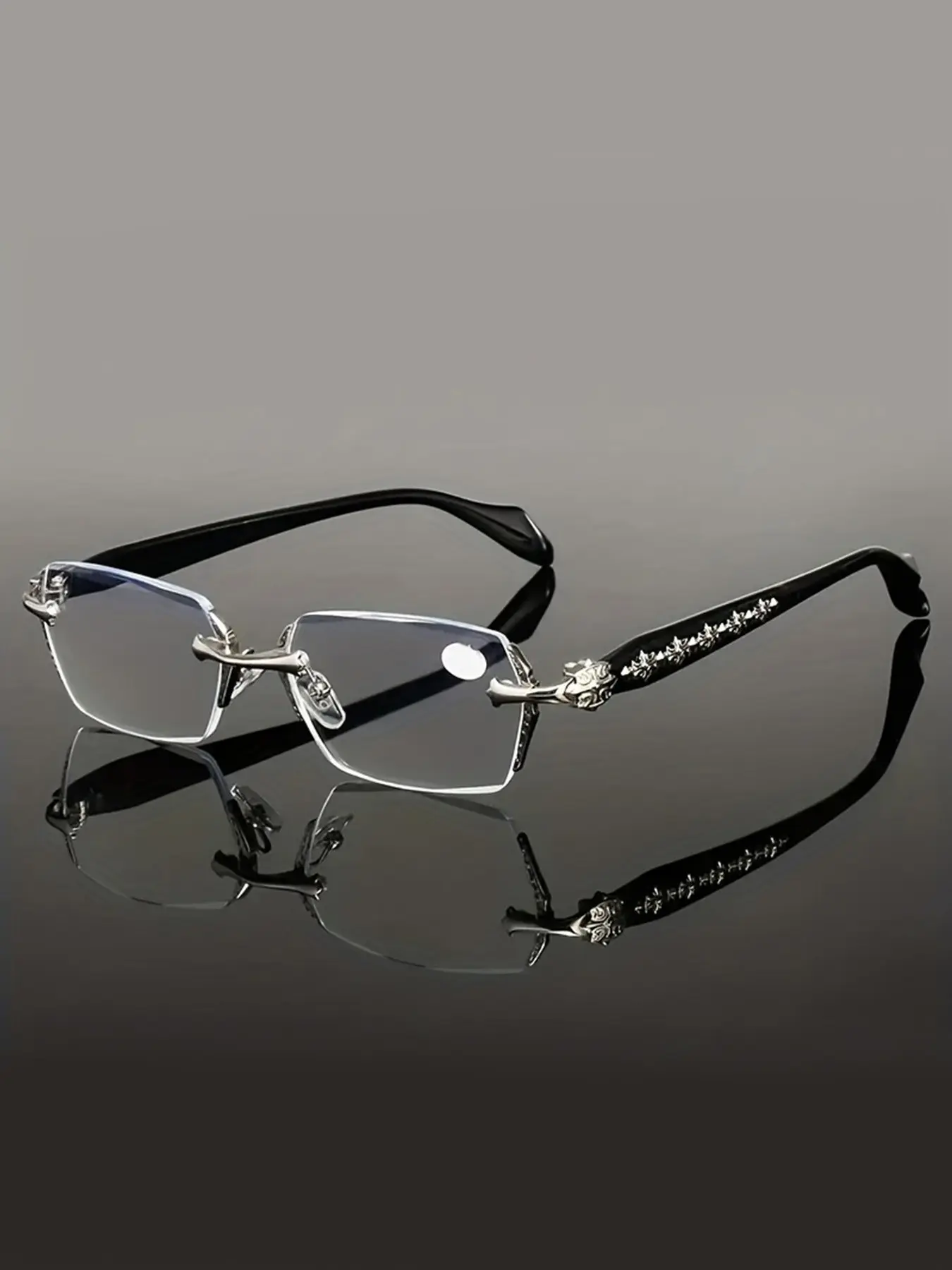 High-End Elegant Frameless Men's Glasses, Metal & Transparent Material Flat Lens, Suitable for Casual Wear, Luxury Social Occasions, Trendy Casual Frames Glasses, Fashion Glasses