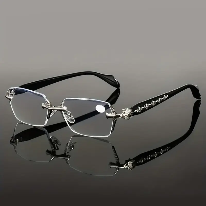 High-End Elegant Frameless Men's Glasses, Metal & Transparent Material Flat Lens, Suitable for Casual Wear, Luxury Social Occasions, Trendy Casual Frames Glasses, Fashion Glasses, Trending Glasses, Fashion Accessory Eyewear