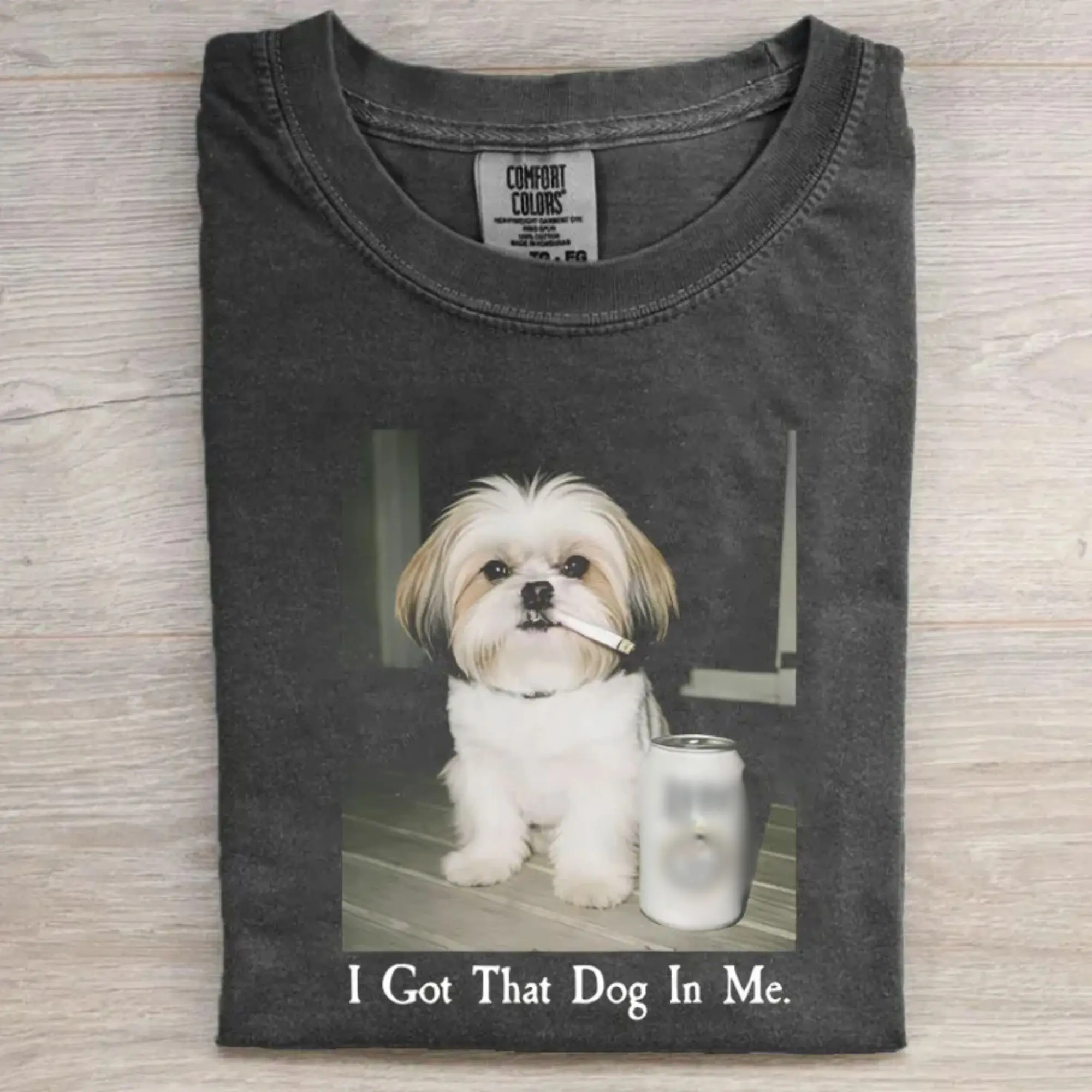 Vintage Smoking Shih Tzu Graphic, Sarcastic Funny Print, Retro Streetwear Style, "I Got That Dog In Me" Design, Dog Lovers Gift Top