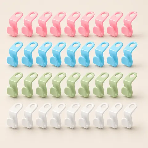 40 Counts Hanger Connector Hooks for Clothes Storage，Space - Saving Organizer，Space Saver Hangers，Hangers Accessory for Light Hanging, Clotheshanger, Hanger Connection Hook