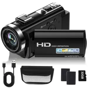 1080P Digital Camcorder, Full HD 30FPS Video Camera Recorder 24MP 3" Rotation Screen,16X Zoom Handheld Camcorder for YouTube Vlogging,Includes Remote & 32GB Memory Card