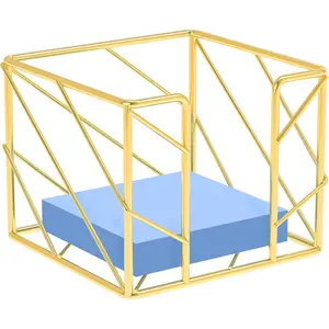 Gold Desktop Organizer - Multi-Functional Sticky Note Holder, Memo Note Cube for Office & Home, School, Desk Supplies