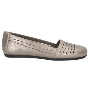 Easy Street Womens Isha Metallic Cut Out Slip On Flats Casual - Grey