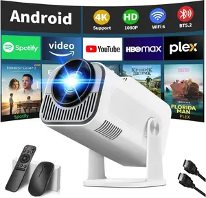 [Projector 2026 Upgraded] Mini Projector Support 4K 1080P Auto Keystone 270°Rotatable with WiFi 6 and Bluetooth 5.2 Projector Portable Compatibile with HDMI/TV Stick/Memory Stick/Laptop,White