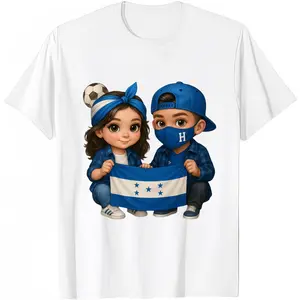 HAGBDH Honduras Pride Kids Graphic Tee - 100% Cotton Stretch Crewneck T-Shirt for Adults Casual Wear Tropical Gifts for Men Fabric Menswear