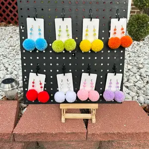 Fluffy Pom Pom Earrings For Women