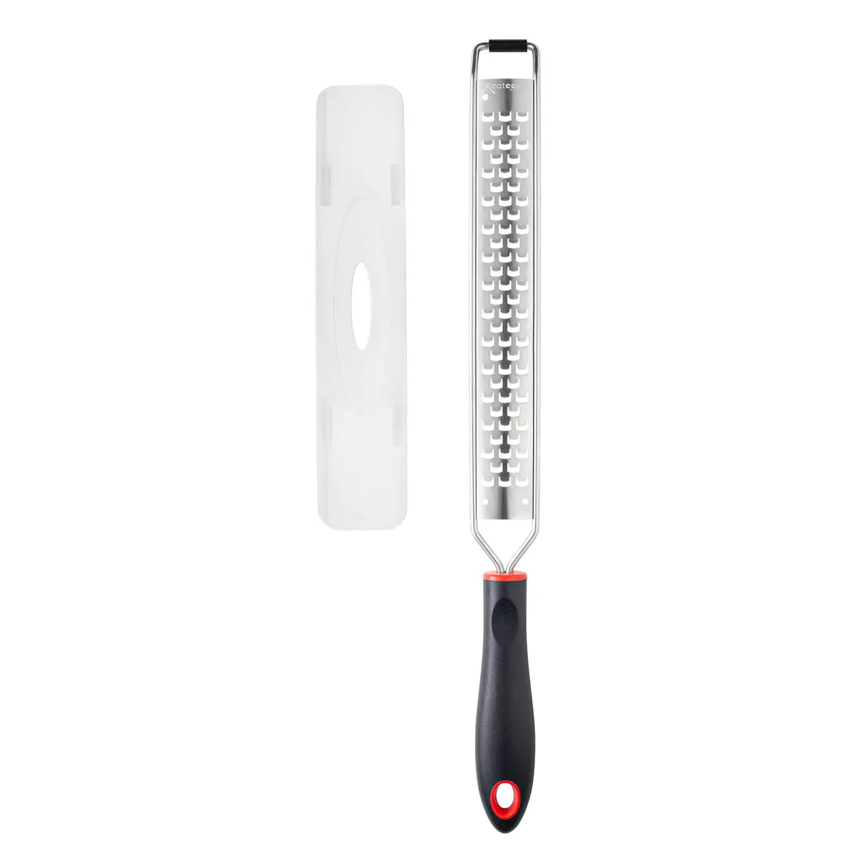 CatCora Coarse Etched Grater Zester with Safety Cover, Professional 18/8 Stainless Steel Blade For Grating, Zesting, and Garnishing, Ergonomic Soft-Grip Handle