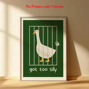 Vintage Poster Unframed Wall Art Print, Cute Goose Canvas Painting, Unique Creative Home Decor for Living Room & Bedroom, Perfect Housewarming Gift