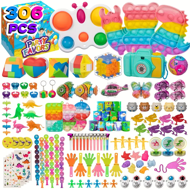 306 PCS Party Favors for Kids, Bulk Fidget Toys,Goodie Bags Stuffers, Treasure Box Toy for Classroom Prizes, Birthday Gifts