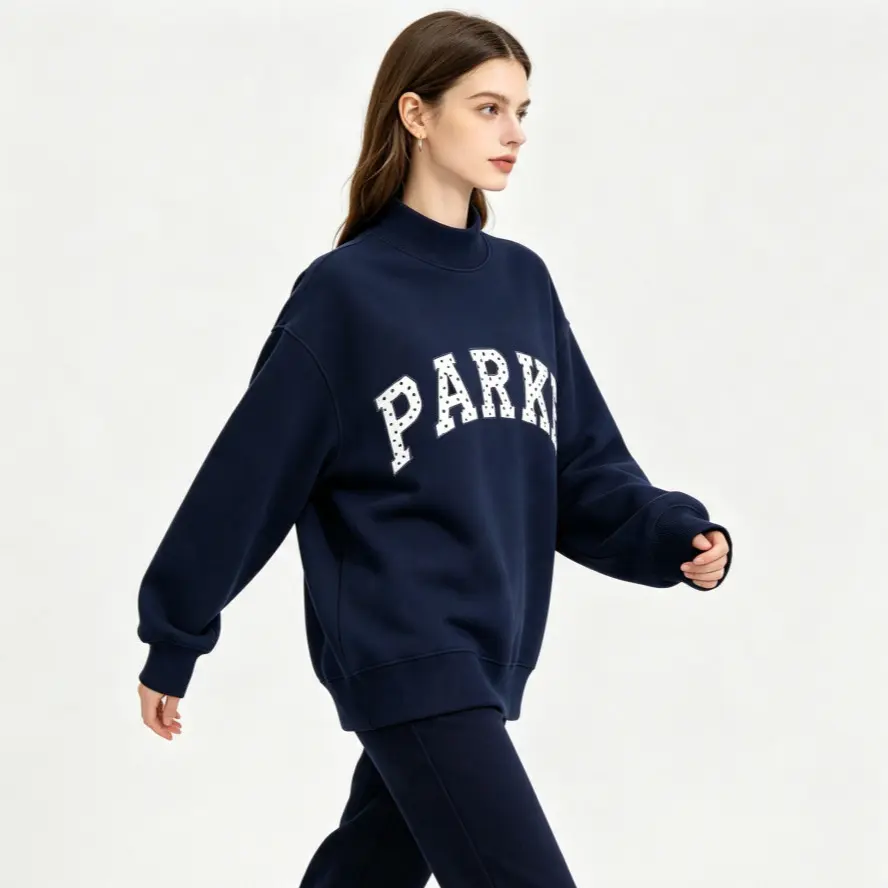 Women Mock Neck Sweatshirt, Oversized Polka‑Dot Letter Print Loose Long‑Sleeve Pullover Casual Sport Workout Tops