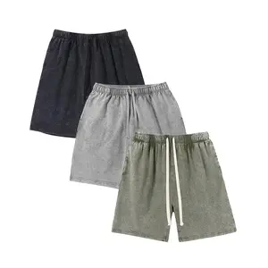 Menswear 3-Pack Men's Vintage Washed Acid Wash Shorts, Breathable Summer Casual Bottoms, Suitable for Streetwear and Loungewear-ZGC