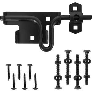 Slide Bolt Gate Latch,Sliding Bolt Door Lock with Padlock Hole for Wooden Fence and Vinyl Gates,mainly  for Fence,shed Door,Yard Door,Barn Door,Outdoor and Indoors,Coated with Black-1 Pack
