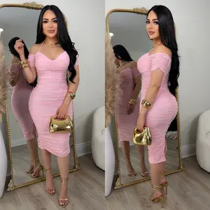 Valentina Mesh Dress (Pink)