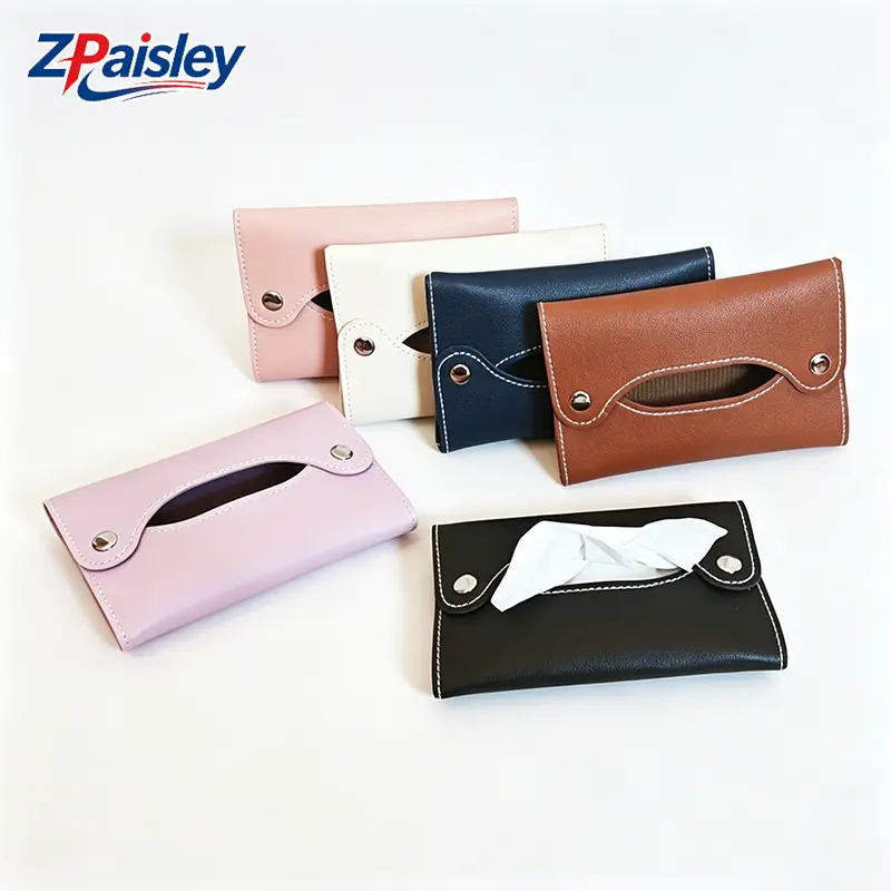 1Pc PU Leather Pocket Tissue Holder with Snap Closure, Slim Portable Travel Tissue Pouch, Reusable Mini Tissue Case for Purse Pocket Car Women Men Everyday Carry
