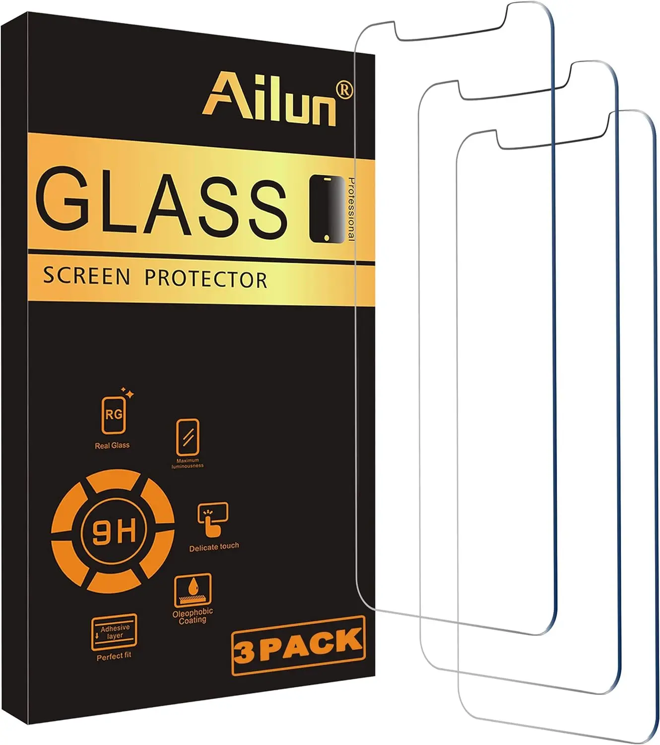 Ailun Screen Protector for iPhone 12 pro Max 2020 6.7 Inch 3 Pack Case Friendly Tempered Glass Cellphone Smartphone Casing Protective Cover Protection
