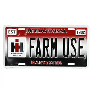 International Harvester Farm Use Embossed Metal License Plate