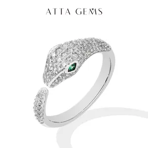 Attagems Luxury D Color Synthetic Moissanite Ring for Women Men Unisex Green Eyes Fashionable Daily Wear Fine Jewelry Love Travel Party Sterling Silver Wedding Engagement Gift R266