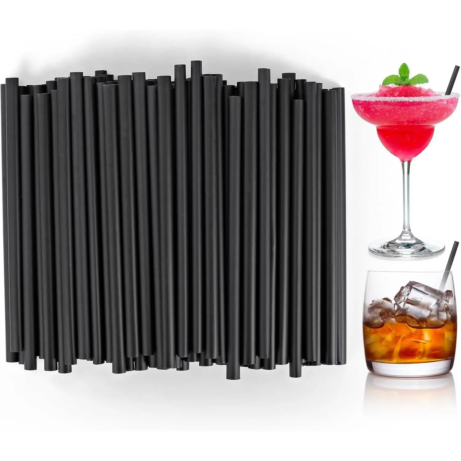 [100 Pcs] Black Biodegradable  Short Straws - 5.12 Inch Disposable Compostable PLA  Based Drinking Straws for  Bar Club  Cold Drinks