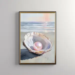 Pink Pearl Seashell: Trendy Coastal Wall Art, Preppy Beachy Room Decor, Girly Pink Summer Print, Sea Shell, Download 319, Sea Wall Art