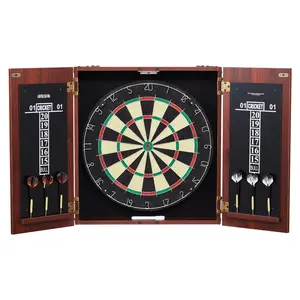 Regulation Size Dartboard And Cabinet Set With Included Steel Tip Darts, Complete Accessories, Durable Wooden Cabinet, Wall Mount Bracket, Magnetic Doors, Bristle Dartboard, Suitable For Home Game Rooms And Recreational Play