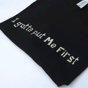 Black Embroidered Tee With Paper cut Font. Crewneck