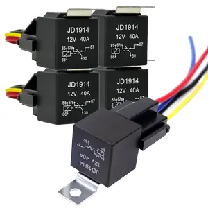 5 Pack 5 PIN 12V Relay with Harness, 40AMP 12 Volt Relay Automotive Relays with Relay Socket and Wiring Harness, SPDT Relay  for