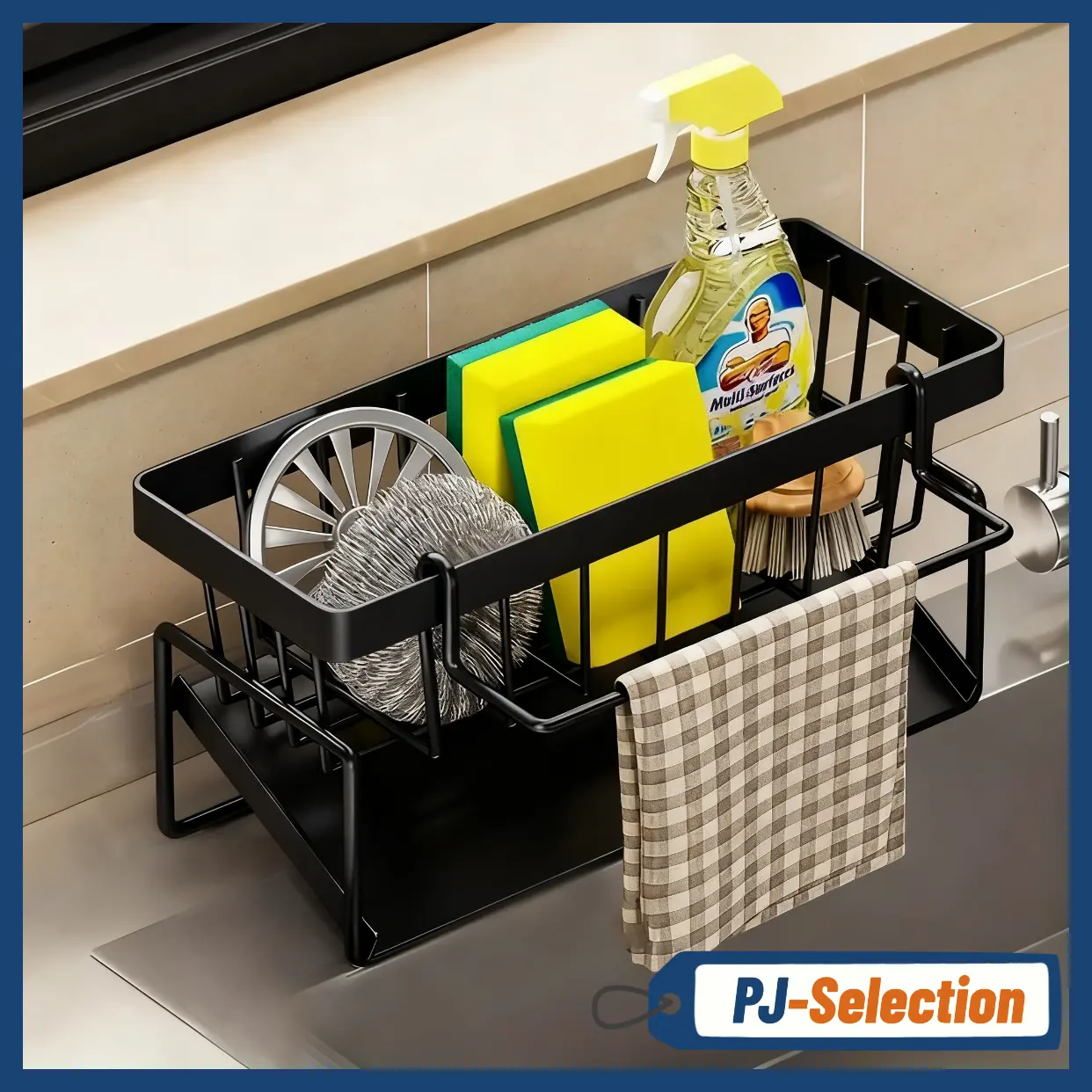 Kitchen Sink Corner Sponge Drain Rack Sink Caddy ultitunctional Durable Cleaning Tool Organizer Storage RackDish Soap Dishdoth Brushes Holder for Kitchen & Bathroom