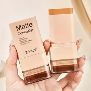 2-In-1 Foundation Concealer Stick, Long-Lasting Waterproof Matte Effect,Internal Brush Head，Full Coverage Creamy Texture, Multi-Tones Available, Makeup