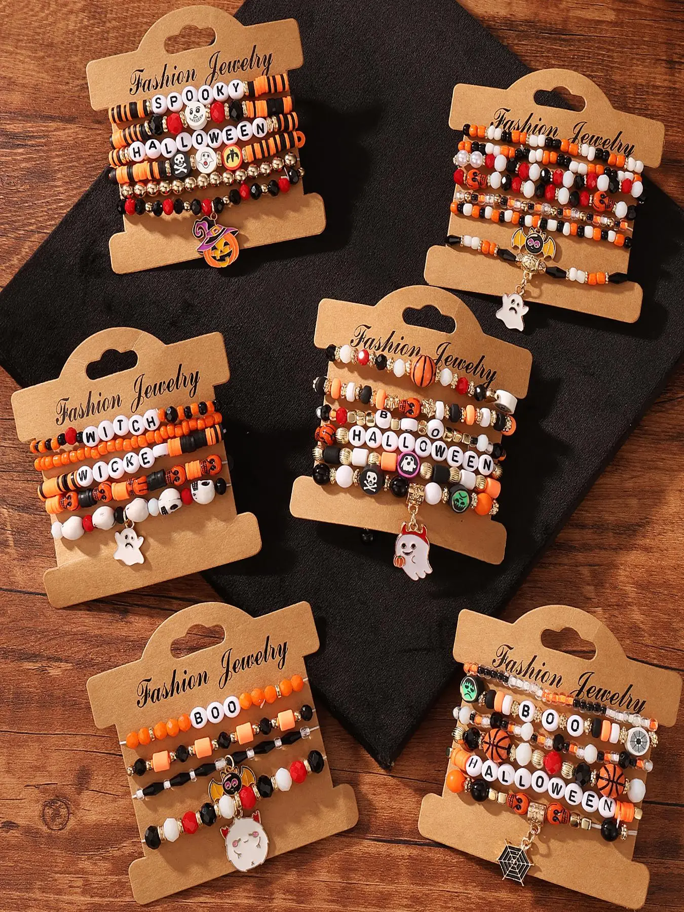 Halloween Themed Bracelet Set, 4/7 Counts Colorful Beaded Bracelets for Women & Girls, Fashion Jewelry for Party, Daily Decor, Trendy All-match & Exqu
