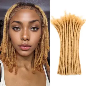 DAIXI #27 Honey Blonde Dreadlock Extensions Bulk Buy 0.4cm 0.6cm 0.8cm Thickness Human Hair Dreads For Men and Women Lock Extensions Crochet Hook