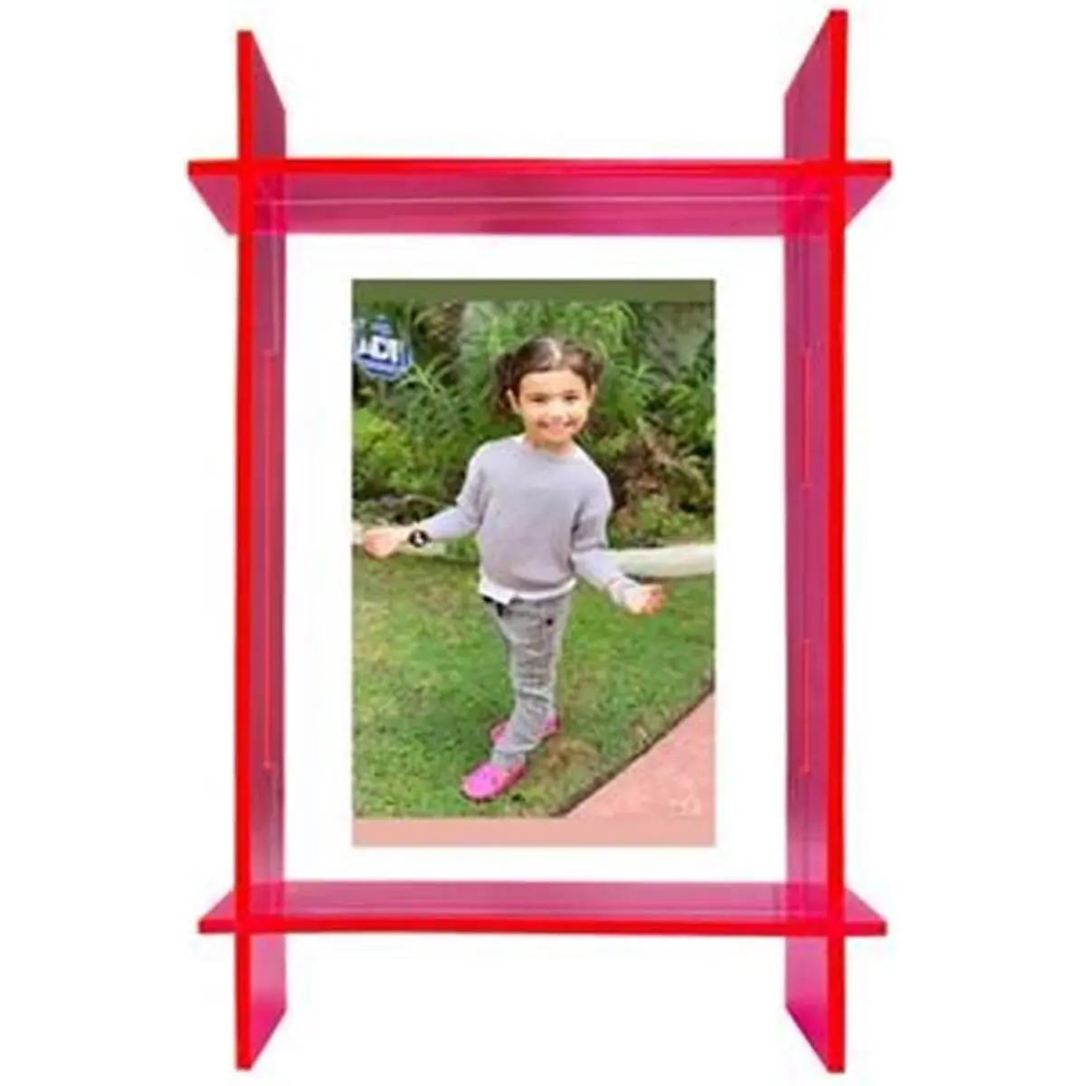 212 MAIN Modern Glam Neon Pink Lucite Rectangular Family Picture Frame, 8x10 Photo Display for Baby & Maternity Room Home Decor, Modern Glam Frame